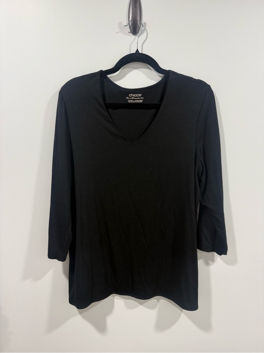 Chico's Black V-Neck long Sleeve Women's Top